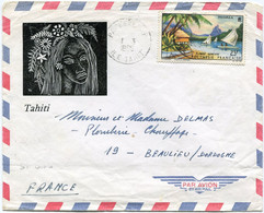 POLYNESIE LETTRE PAR AVION DEPART PAPEETE 1-3-1966 ILE TAHITI POUR LA FRANCE - Briefe U. Dokumente