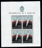 1954 San Marino Saint Marin PROPAGANDA SPORTIVA SPORT GINNASTA  GYMNAST Foglietto MNH** Souv.Sheet - Blocchi & Foglietti