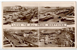 CPA LOVE TO ALL FROM WORTHING - PAVILION, MARINE PARADE, PIER, BANDSTAND - Worthing