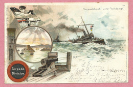China - KIAOTSCHAU - KIAUTSCHOU - Torpedoboat Unter Volldampf - Torpedo Division - Carte Signé A. H. - 3 Scans - China