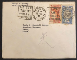 Océanie Lettre Recommandée TAHITI  Tarif Diplomatique ? 1936 N°47 & 97 Oblitérés Daguin De Papeete Pour Pekin Chine TTB - Lettres & Documents