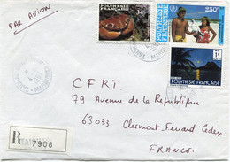 POLYNESIE LETTRE RECOMMANDEE PAR AVION DEPART TAIOHAE-NUKU-HIVA 4-6-1987 MARQUISES POUR LA FRANCE - Covers & Documents