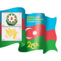 25th Ann. Of The Constitution Of The Republic Of Azerbaijan. Unusual Shape Azermarka Azerbaijan Stamps 2020 - Azerbaiján