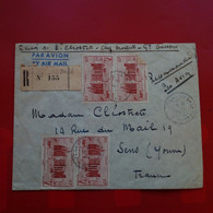 LETTRE RECOMMANDE PAR AVION A.O.F GRAND BASSAM POUR SENS ACCUMULATION DE TIMBRE - Briefe U. Dokumente