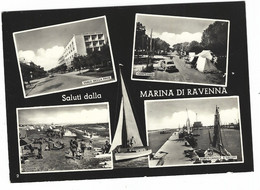 13421 CLC - SALUTI DALLA MARINA DI RAVENNA AUTO CAR ANIMATA 1950 CIRCA - Ravenna