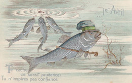 POISSONS 1er AVRIL ARGENTES GAUFRES AVEC TEXTE 1903 - 1° Aprile (pesce Di Aprile)