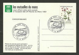Cachet 24 HEURES DU MANS 1983 / Carte Postale Des Mutuelles Du Mans....pièces Auto Du Musée......voir Les 2 Scans - Automobile
