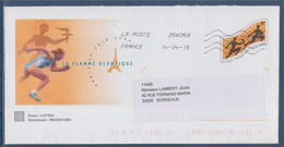 Entier La Flamme Olympique Enveloppe Type Timbre 3687  Oblitéré Le 14 04 15 - PAP: Private Aufdrucke