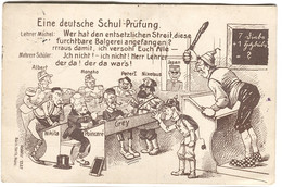 WWI Eine Deutsche Schul-Prüfung Monako Peter I Poincaré Grey Nikita Japan Feldpost 1916 - Satirical