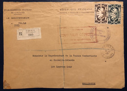 Océanie Devant Paquet Recommandée Du Cabinet Du Gouverneur TAHITI 1943 Dateur De Papeete Pour Wellington + Griffe TTB - Cartas & Documentos