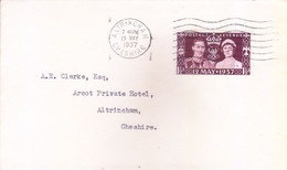 GREAT BRITAIN : USED ON COVER ON FIRST DAY : 13 MAY 1937 : CORONATION : USED FROM ALTRINCHAM, CHESHIRE - Storia Postale
