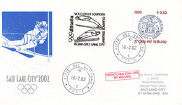 Vatican Flight Cover 2002 Salt Lake Olympic Games - The Italian Team Flying Rome - Salt Lake Alitalia + With Cachet - Winter 2002: Salt Lake City