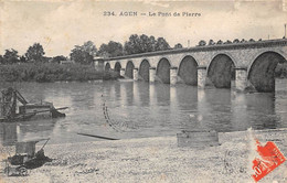 Agen       47        Le Pont De Pierre .  Drague     (voir Scan) - Agen