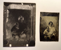 FERROTYPE - Mère Et Son Enfant - Plaque De Verre Négative Et Ferrotype - Années 30 - - Other