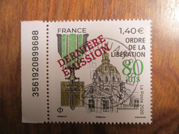 2021 Ordre De La Libération Surchargé Dernière Emission Oblitéré Cachet Rond 18/11/2021 - Used Stamps