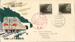 1962 , JAPÓN / JAPAN , YV. 712 - APERTURA DEL TÚNEL HOKURIKU , TRENES , FERROCARRIL , TRAINS , PRIMER DIA - Lettres & Documents
