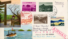 1964 , JAPÓN / JAPAN , PRIMER DIA CIRCULADO , PARQUE NACIONAL ISE - SHIMA , YV. 768 , 769 + 766 , 751 - Lettres & Documents