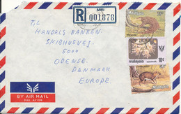 Malaysia Registered Air Mail Cover Sent To Denmark 15-9-1980 Topic Stamps - Malaysia (1964-...)
