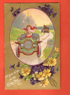 FSA-29 Bonne Année All Good Wishes For Coming Year. Ange Au Volant D'une Oldtimer. Relief Gaufré Geprägr. Used 1911 - Nouvel An