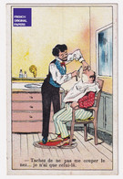 Jolie Chromo Bériot Lille 1900/10 Humour Thèmes Barbier Barbe Rasoir Nez Barber A64-6 - Thee & Koffie