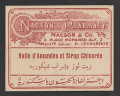 Egypt - RARE - Vintage Label - ( Nadson's Pharmacy - Huile D'amandes Et Sirop Chicorée ) - Cartas & Documentos