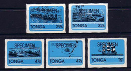 Tonga 1981 Battle For Ship Port Au Prince In 1806 - Specimen Set Of 5 - Tonga (1970-...)