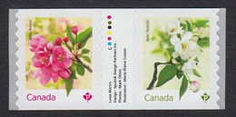 Qc. CRABAPPLE BLOSSOM = GUTTER INSCRIPTION Pair From COIL/ROLL Canada 2021 MNH - Rollo De Sellos