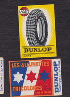 Ancienne étiquette Allumettes France F10 Pneu Dunlop  Années 30 - Boites D'allumettes - Etiquettes