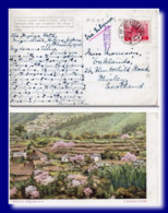 1917 Japan Nippon Postcard Peacefull Village Posted To Scotland VIA SIBERIA - Brieven En Documenten