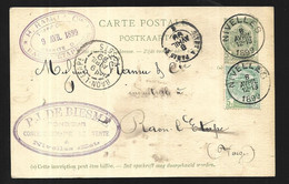 CARTE Publicitaire  De Nivelle En Belgique Du 09 Avril 1899  Pour Raon L'Etape  ( Vosges ) - Brieven En Documenten