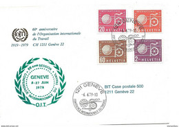 56 - 49 -  Enveloppe Suisse Avec Timbres De Service OIT Et Oblit Spéciale "6e Session Conférence Internat Du Travail" - ILO