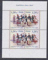 Pologne N° 3827 / 28 XX Anniv. Groupe Folk "Slask": Les 2 Paires Se Tenant En Une Petite Feuille  Sans Charnière, TB - Fogli Completi