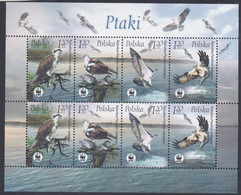 Pologne N° 3830 / 33 XX  Faune : Oiseaux Rapaces WWF : Les 2 Séries Se Tenant En Une Feuille  Sans Charnière, TB - Full Sheets
