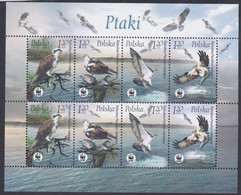 Pologne N° 3830 / 33 XX  Faune : Oiseaux Rapaces WWF : Les 2 Séries Se Tenant En Une Feuille  Sans Charnière, TB - Hojas Completas