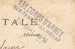 63 - ROYAT - RARE CACHET - XIII° CORPS D'ARMEE -  HÔPITAL MILITAIRE  TEMPORAIRE N° 33 (HOTEL PAV. MAJESTIC)-15 MAI 1916 - WW I