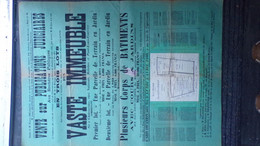 36-CHATEAUROUX -RARE AFFICHE A VENDRE VASTE IMMEUBLE DES REDEMPTORISTES RUE NATIONALE-RABELAIS-PAUL LOUIS COURRIER - Plakate