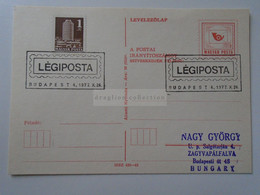 D187104 HUNGARY- Stationery -Postmark  MAGYAR POSTA -Hungarian Post - Légiposta  Budapest 1977  Sent To Zagyvapálfalva - Storia Postale