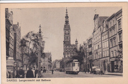 POLOGNE DANZIG Langermarkt Mit Rathaus ,tramway , Déformation Bas Gauche - Polen