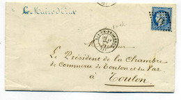 LE MAIRE D'AIX + T15 Aix En Provence / Dept Bouche Du Rhône / 1872 / Entête Mairie D'Aix - 1849-1876: Période Classique