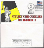 USA Fleet Week 2021 Cancelled - Special Corona Cancel - McIntosh Cachets CORONAVIRUS COVID-19  VIRUS 1 COVER LEFT   (**) - Brieven En Documenten