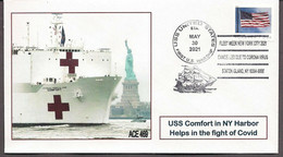 USA Fleet Week 2021 Cancelled - Special Corona Cancel Ship CORONAVIRUS COVID-19  VIRUS 1 COVER LEFT   (**) - Brieven En Documenten