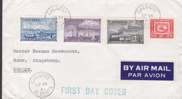 Canada BY AIR MAIL Par Avion Label CALGARY Alberta 191 FDC Cover Premier Jour Lettre Sweden Stamp Centenary Complete Set - ....-1951
