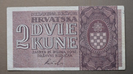 Croatia Banknotes 2 KUNE 1942 VF - Kroatien