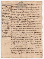 Partie D'Acte Manuscrit 4 Pages 17ème Siècle 1687 Cachet Généralité De Tholose Montauban Vingt Sols - Manuscripts