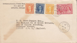 Canada INTERNATIONAL FIBRE BOARD Ltd., Unofficial GVI. Coronation OTTAWA Ontario 1937 FDC Cover Brief LONDON England - ....-1951