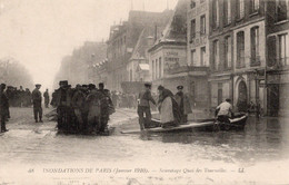 Paris Inondé 1910  La Grande Crue   Sauvetage Quai Des Tounelles - Inondations