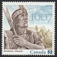 Qt.i INDIAN CHIEF MEMBERTOU = 400 YEARS OF FRENCH SETTLEMENT In QUEBEC = Canada 2007 Sc 2226 MNH - American Indians
