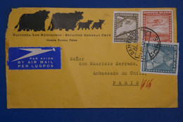 AK7 CHILE   BELLE  LETTRE  1948 SANTIAGO  POUR   PARIS  FRANCE + +AEROPHILATELIE++AFFRANCH. PLAISANT - Chile