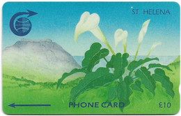 St. Helena - C&W - GPT - Fauna - Arum Lily (Zantebeschia Aethiopica) - 3CSHD - 10£, 2.000ex, Used - Sainte-Hélène