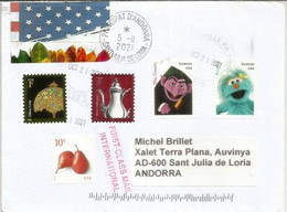 'Sesame Street' Stamps.(50th Anniversary) American Educational Children's Television Series,on Letter USA To Andorra - Brieven En Documenten